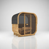 Cube 160 - Sauna extérieur — vue arrière avec fenêtre panoramique