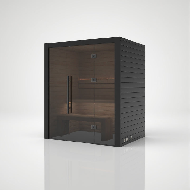 Nero 160 - Sauna intérieur — façade vitrée finition noire