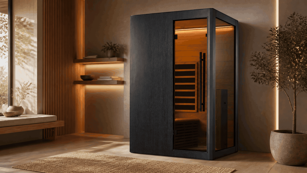 Cabine infrarouge 100 installée dans un espace bien-être contemporain sans vapeur