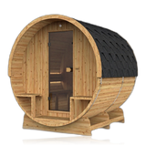 Barrel 210, sauna NODO, vue 3, posé au sol