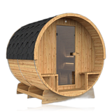 Barrel 210, sauna NODO, vue 4, posé au sol