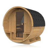 Barrel 250, sauna NODO, vue 1, posé au sol